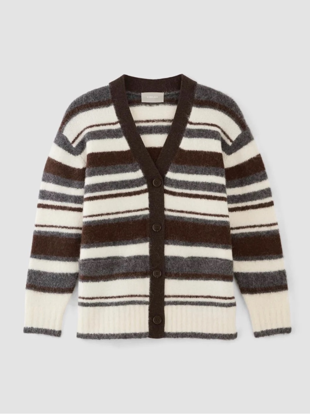 Everlane the Superfuzz Alpaca Wool Striped Cardigan - Picture 2 of 7